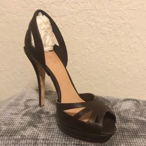 L.A.M.B brown leather heels.